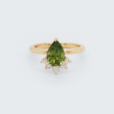 Evelyn 1.85ct Tourmaline Engagement Ring with Diamond Crown Accent