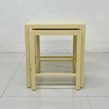 Mitchell Gold + Bob Williams Modern Side Nesting Tables in Ivory Lacquer Set of Two 