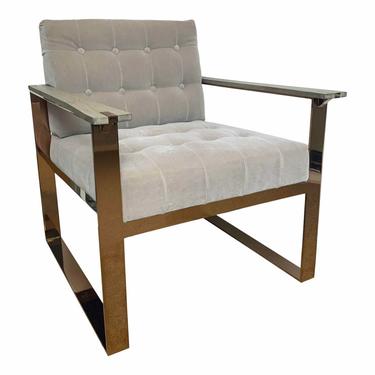 Modern Tufted Gray Mohair Vinci Lounge Chair