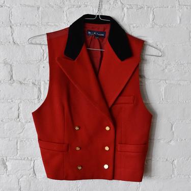 1990’s Vintage Ralph Lauren Double Breasted Red Wool Vest 