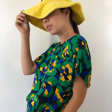 Vintage Sonia Rykiel Cruise Bright Yellow Terry Cloth Summer Bucket Hat 
