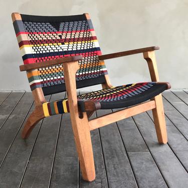 Mid Century Modern Armchair - Accent Chair - Lounger - Hardwood Furniture - Handwoven Linear Pattern - black - Retro - Rustic - midcentury 
