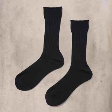 Atelier Delphine Silky Cotton Ribbed Socks, Black