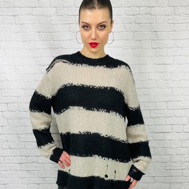 Acne Studios Distressed Striped Sweater, Size XS, Stripe