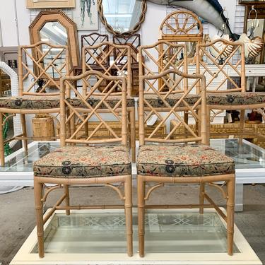 Set of Six Bamboo Chippendale Side Chairs