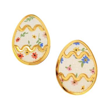 Olivia Floral Print Easter Egg Earrings