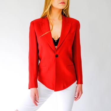 Vintage 90s Jean Paul Gaultier Classique Paris Scarlet Red Single Button Blazer | Made in Italy | Numbered #100 | 1990s JPG Designer Jacket 