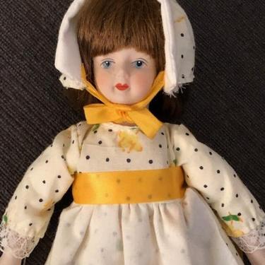 Vintage China Porcelain Doll by Gorham - Gift World of Gorham - Doll Ornament -Yellow Dress by LeChalet