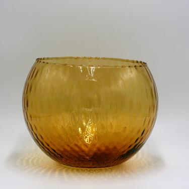vintage empoli amber glass vase/rose bowl/mid century glass 