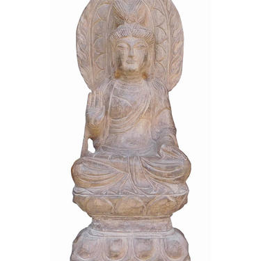Chinese Handcrafted Stone Sitting Kwan Yin Bodhisattva Statue cs1365-2aE 