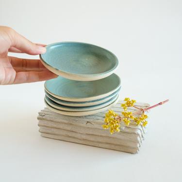 Trinket dish ocean blue handmade ceramic pottery 