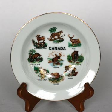 vintage wild animals of canada dish made in japan 