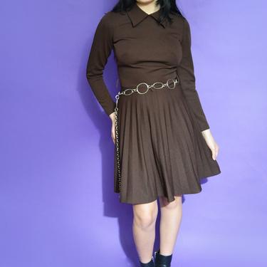 Brown 60s Pleated Dress by LoversVintageBrand
