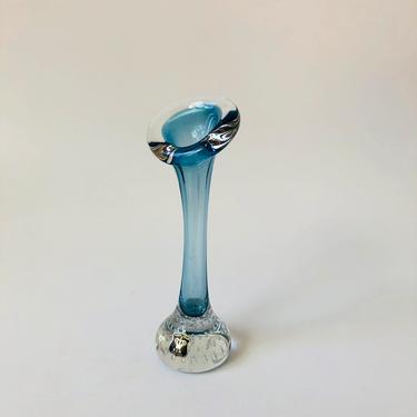Vintage Swedish Blue Art Glass Vase 
