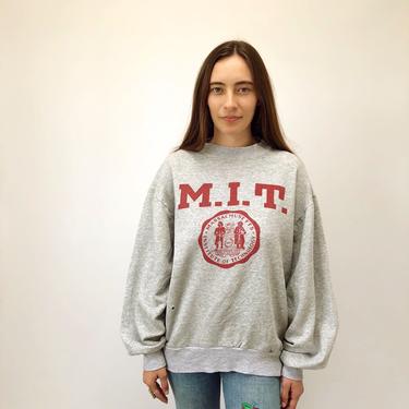 MIT Sweatshirt // vintage 70s 80s heather grey t-shirt boho hippie hipster t shirt dress cotton tee t-shirt blouse top sweater // O/S 