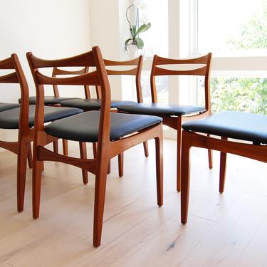 Set of 7 Restored Danish Modern Christian Linneberg Teak Dining Chairs 