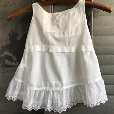 Baby Petticoat Slip, White Cotton, Embroidery Lace Ruffle, Period Doll Clothes 