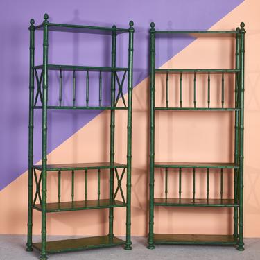 Green Faux Bamboo Etagere