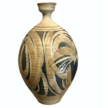 Wishon Harrell Large Vintage Stoneware Vase Mid Century Studio Pottery 