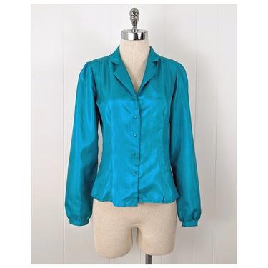 vintage 70's pinstripe satin blouse (Size: S)