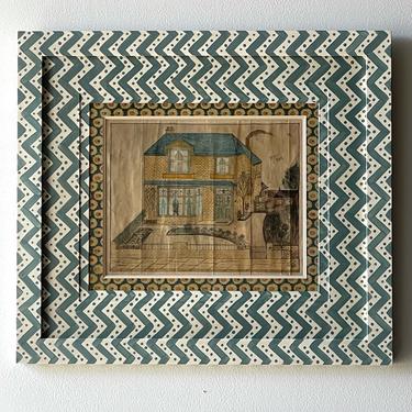 19th C. American Portrait of a House Named &#8220;Brail Nook&#8221; in Gusto Painted Frame and Mat