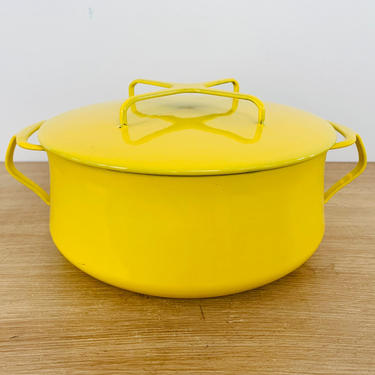 Vintage Mid Century Modern Yellow Enamelware Dansk Kobenstyle 3 Quart Dutch Oven by Jens Quistgaard 