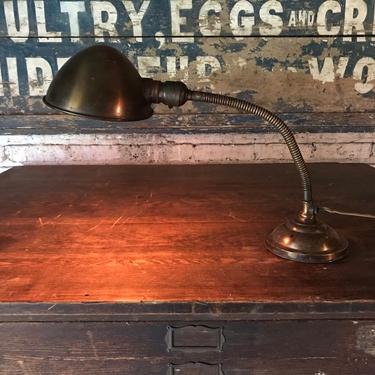 Vintage Brass Faries Gooseneck Desk Lamp Rustic Industrial Office Decor 