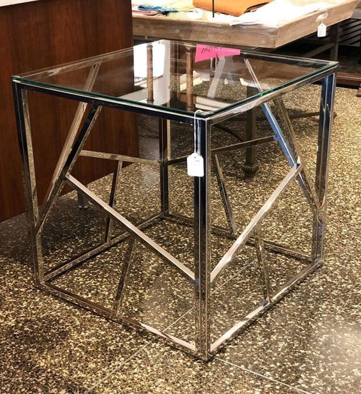                   Modern Chrome and Glass accent table