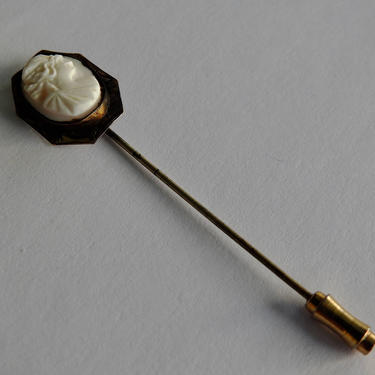 Carved Stone Cameo Stick Pin/Ascot Pin 