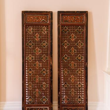 Chinese Antique Carved Wood Panels, Pair
