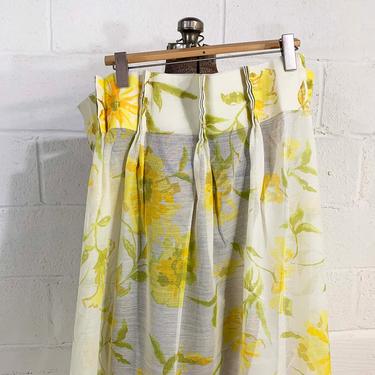 Vintage Floral Curtains Set of 5 Decor Mid-Century 1960s MCM Kitchen Nursery Yellow Sheer Full Length Window Curtain Panels Flower Power 60s 