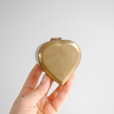 Vintage Small Brass Heart Box, Ring Box, Trinket Box 