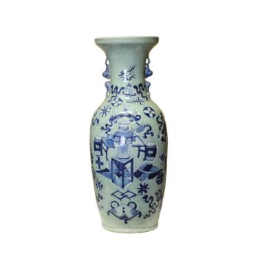 Pale Green Blue Flower Vases Graphic Tall Porcelain Vase cs5102E 