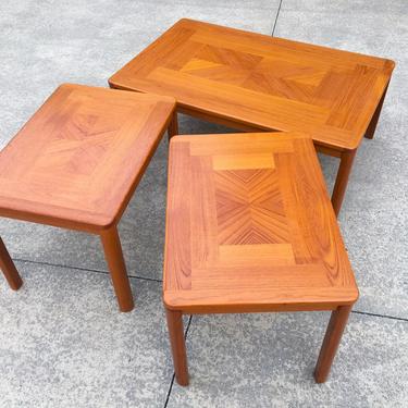 Danish Modern Teak Side Tables and Matching Coffee Table by Uldum Møbelfabrik, Denmark - Set of 3 