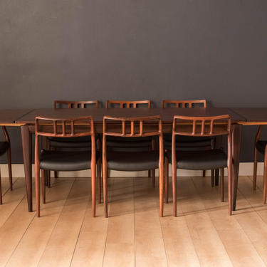 Vintage Danish Rosewood Extending Dining Table by Niels O. Moller Model 254 