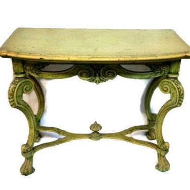 Antique French Baroque Painted Console Table 