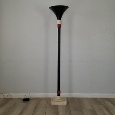 Postmodern Keystone  And Metal  Torchiered Floor Lamp. 