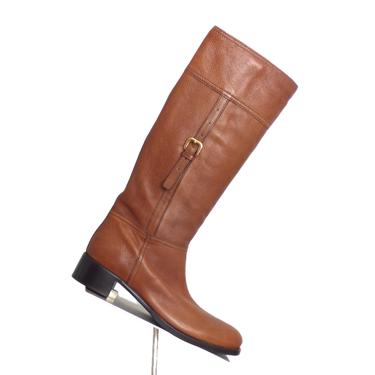 PRADA-Brown Leather Riding Boots, Size-41