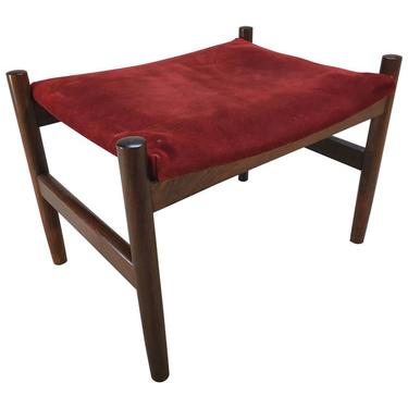 Danish Modern Rosewood and Suede Ottoman by Spottrup, Denmark