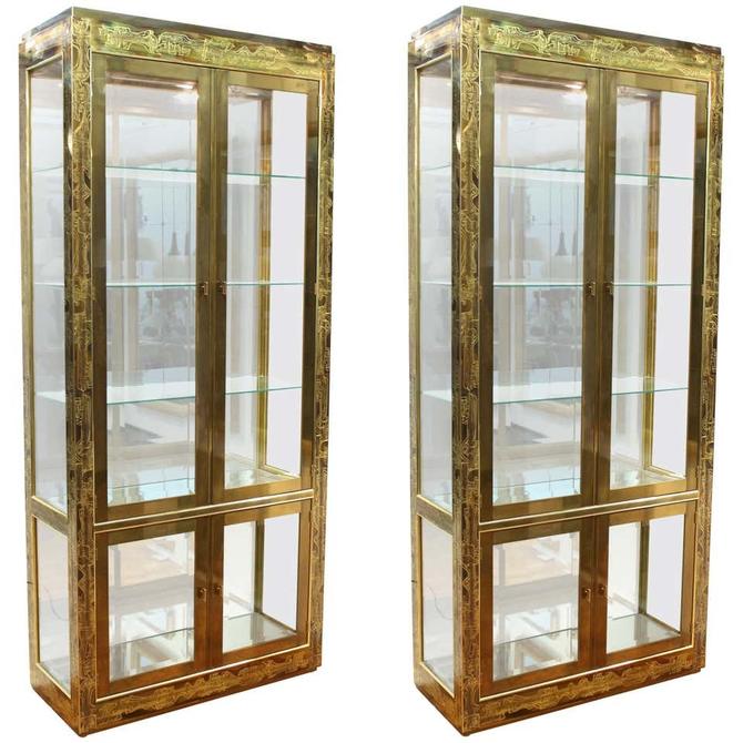 Gilbert Rohde for Mastercraft Mid-Century Modern Acid Etched Display Cabinets
