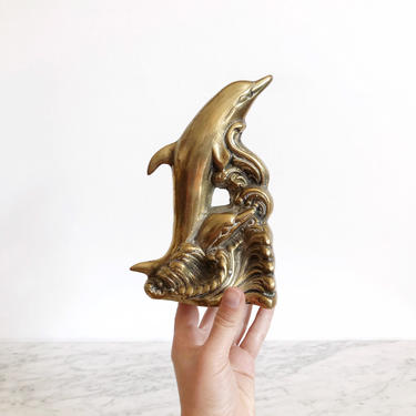 Vintage Brass Dolphin Bookend / Sculpture 