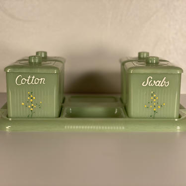 Clarolyte Jade Green Celluloid Vanity Set 