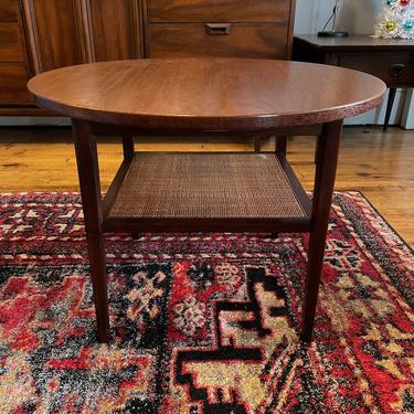 Walnut and Cane round side table by Founders 1960s