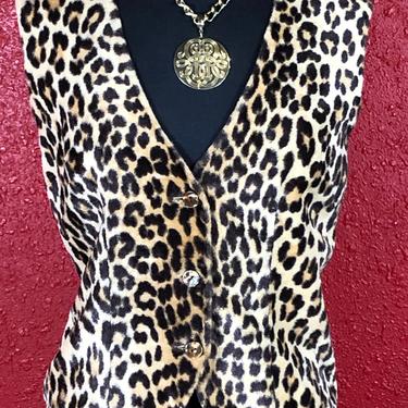1960s Leopard Print Faux Fur Vest 