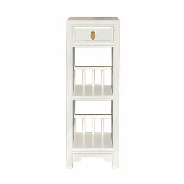 Oriental White Drawer Open Shelves Slim Chest Cabinet Stand cs7100E 