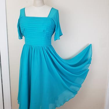 Vintage 1950's Blue Cocktail Dress / 50s Formal Dress XL 