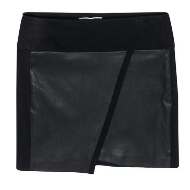 IRO - Black Envelope Hem Cotton Skirt w/ Leather Sz XS