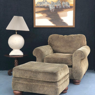 1990s Oversized Chair and Ottoman