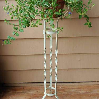 Vintage White Wrought Iron Victorian Plant Stand 