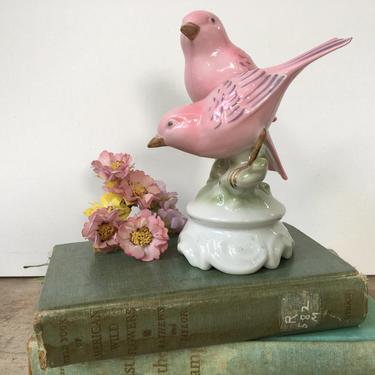 Pink Birds German Figurine, Vintage 60's Rose Finch Birds Figure, Pink Decor, Shabby Chic, Pink Decor, Bird Lovers 